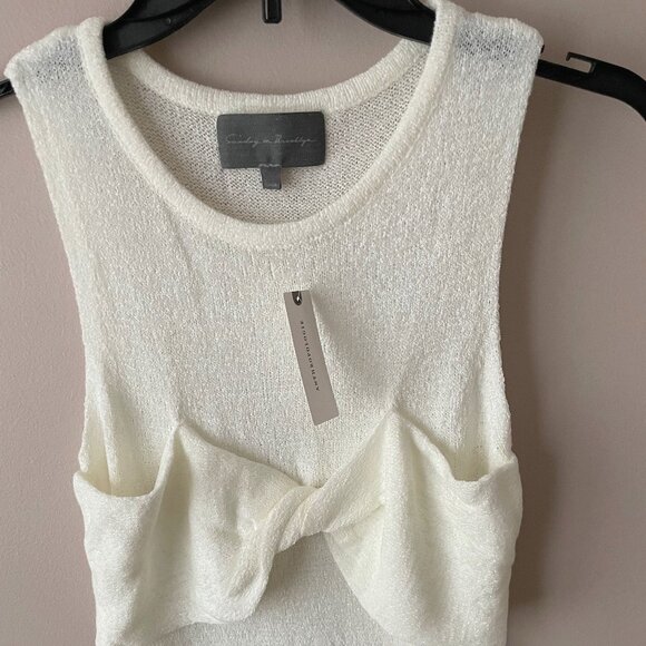 Anthropologie Sunday in Brooklyn Twist Front Maxi Dress Cream Ivory Coverup S XS - Picture 5 of 10